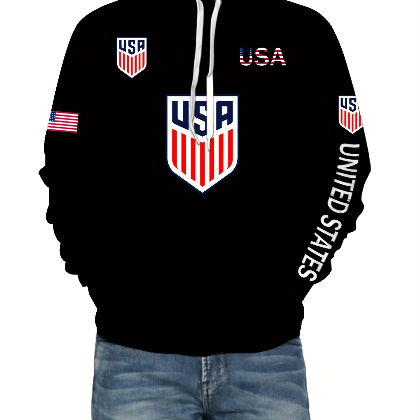 

Usa Flag Print Hoodie, Cool Hoodies For Men, Casual Pullover Hooded Sweatshirt With Kangaroo Pocket For Winter And Fall