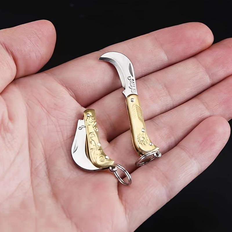 1pc Rose Style Machete Key Chain Pocket Knife Stainless Steel Mini