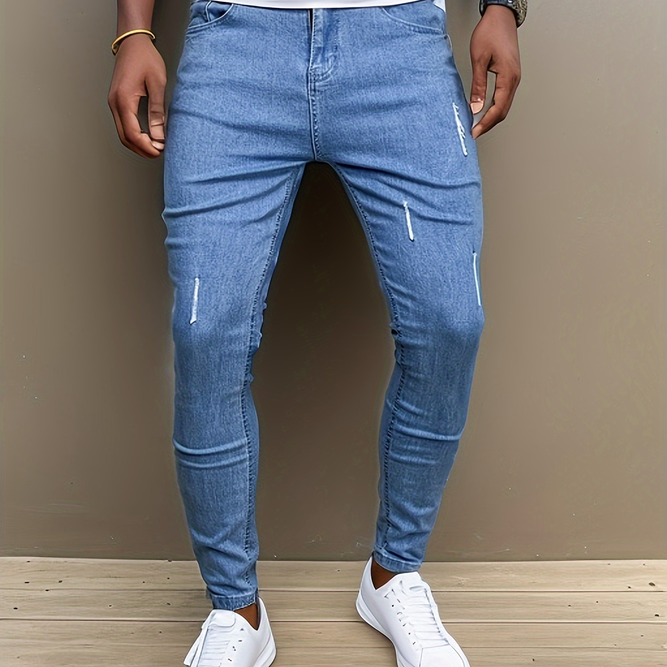 

Men's Trendy Ripped Jeans Distressed Punk Men's Denim Pants Slim Streetwear Hiphop Jeans