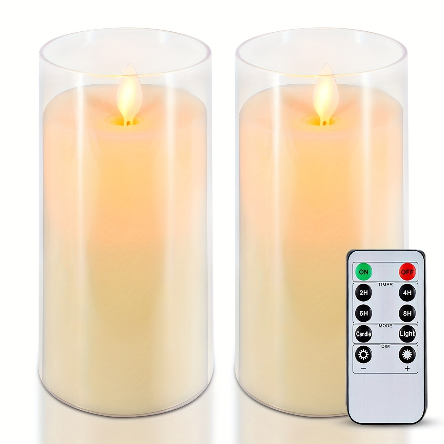 2pcs Ivory Acrylic Flickering Flameless Candles, Unbreakable, Battery Operated Candles, LED Pillar Radiance Candles With Remote Control And Timer, Home Decoration