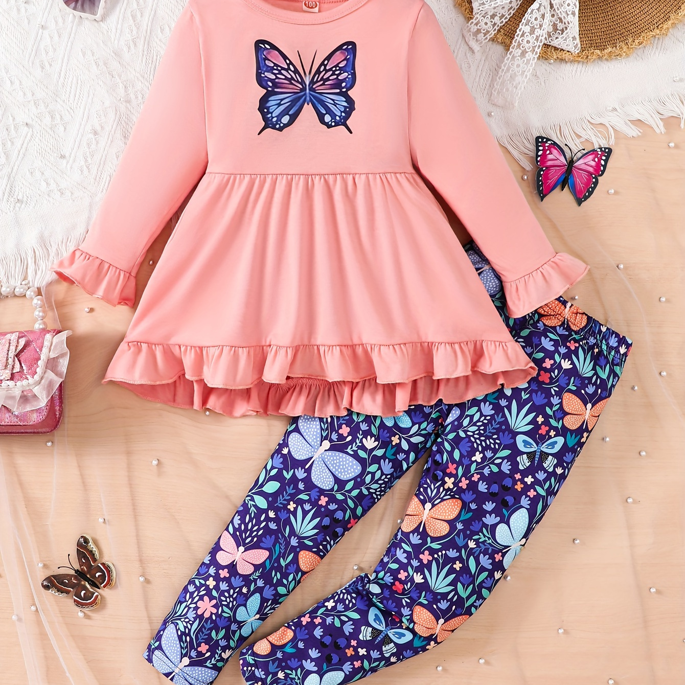 

[ ] Adorable ' 2pcs Set: Long Top & Pants - For Fall/, Washable, For