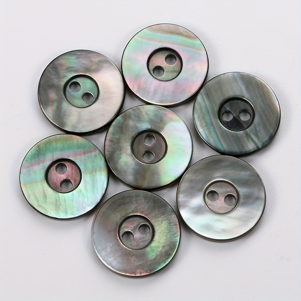 

10pcs 10mm Mini Natural Shell Round 2 Hole Flat Back Button Black Mother Of Pearl Shell Material Shirt Coat Sewing Decor