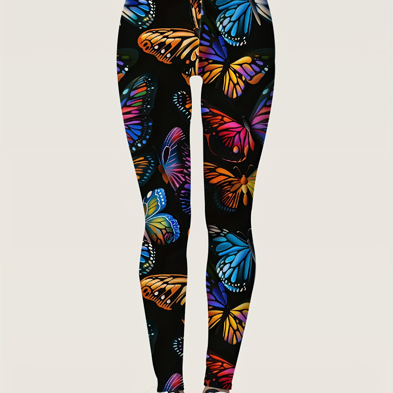 

Women's Butterfly Print Leggings - Stretchy, Comfortable & Machine Washable For Spring/summer/fall