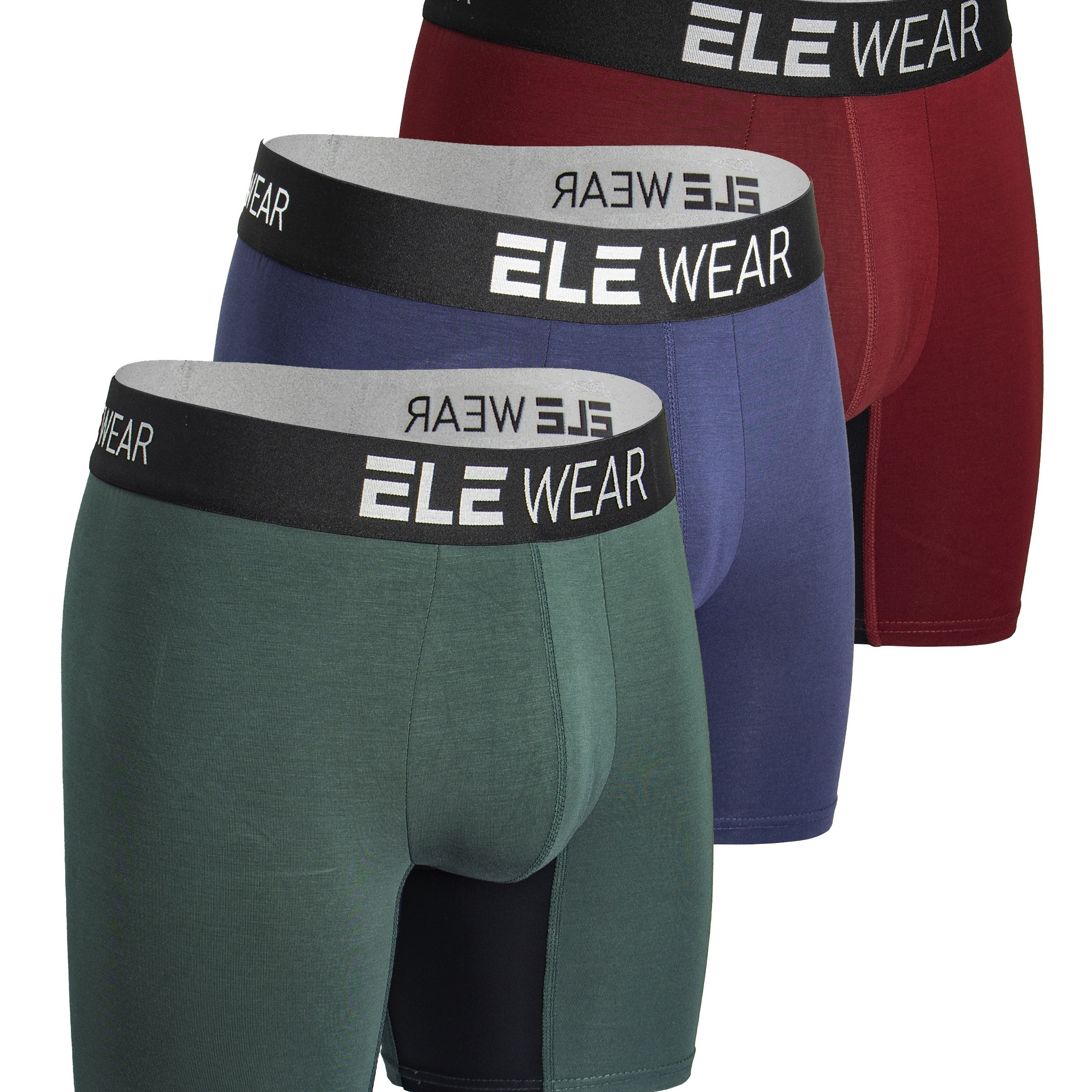 

3pcs Men's Bamboo Fibre Breathable Soft Comfy Moisture Wicking Long Boxer Briefs Shorts, Men's Underwear