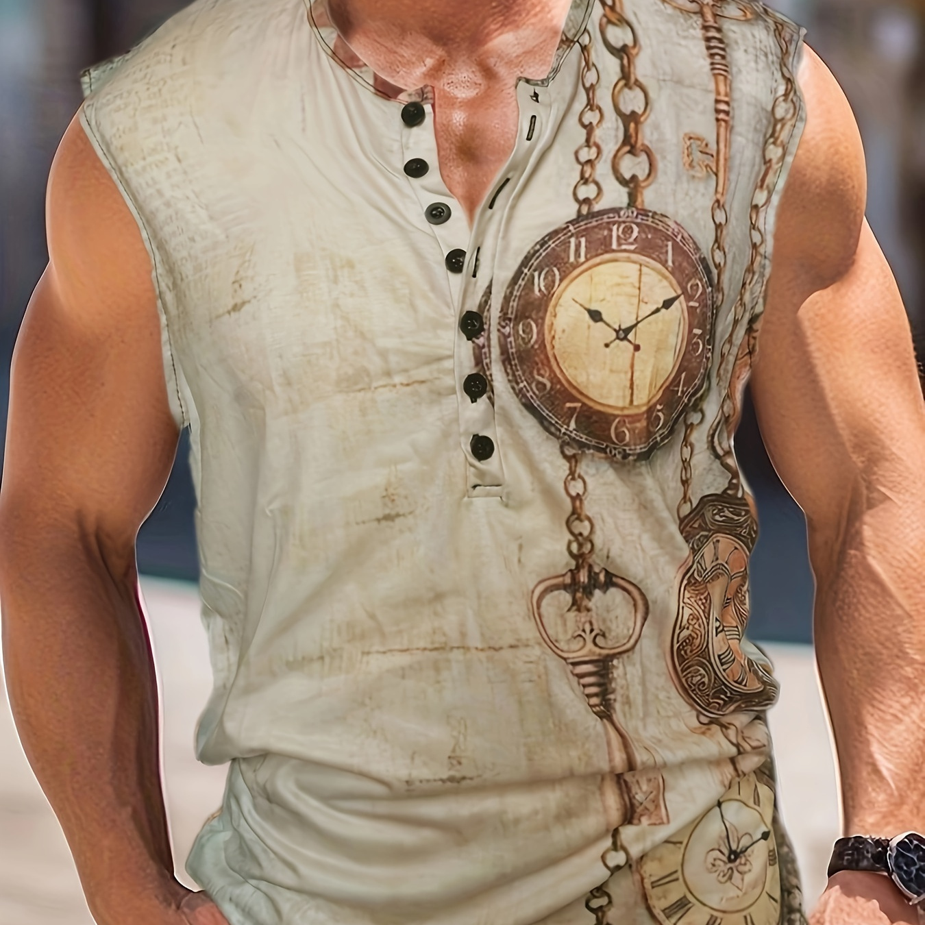 

Men'-inspired Sleeveless Tank Top With & Print - Lightweight Polyester, Machine Washable, Summer Athletic Wear, Plus Size Tank Tops