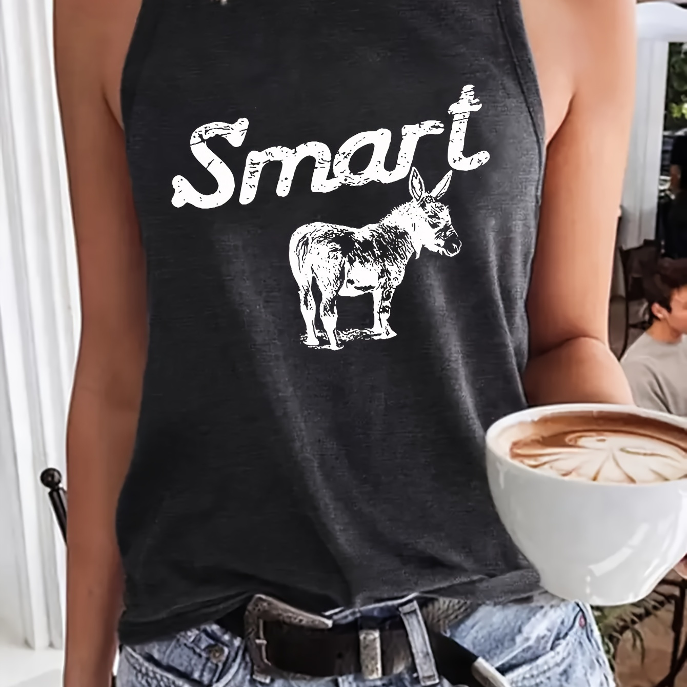 

Animals Graphic & Letter Print Tank Top, Sleeveless Casual Top For Summer & Spring, Women's Clothing
