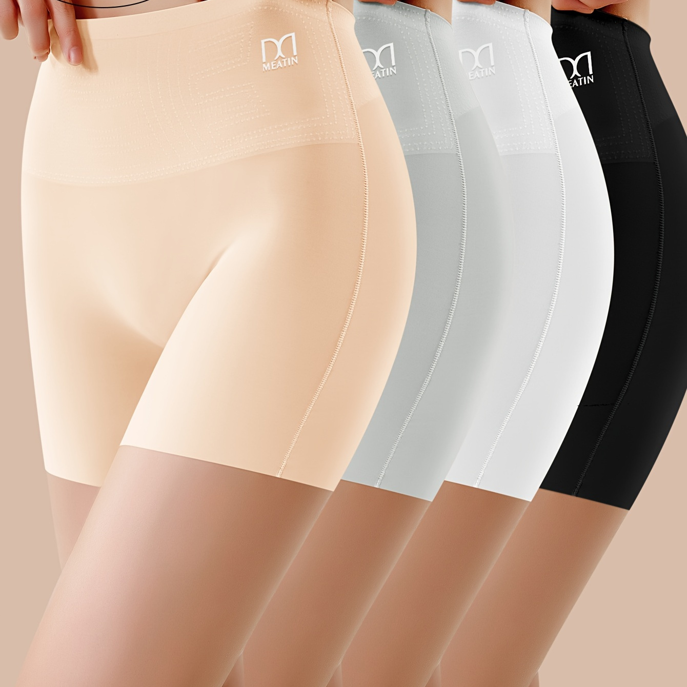 

Quasti 4pcs Women's High-waisted Tummy-tightening Safety Underpants, Riding Sports Boxer Shorts Combining Hip-lift And Features For Riding And Sports.