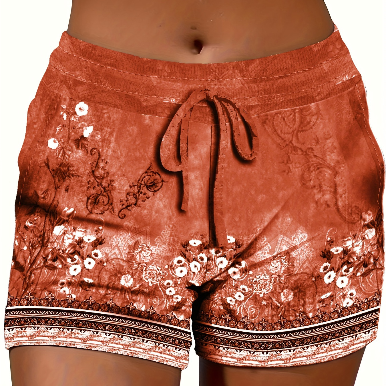 

Shorts with a charming flower pattern, featuring practical pockets, perfect for the spring and summer season, a must-have for women's wardrobe