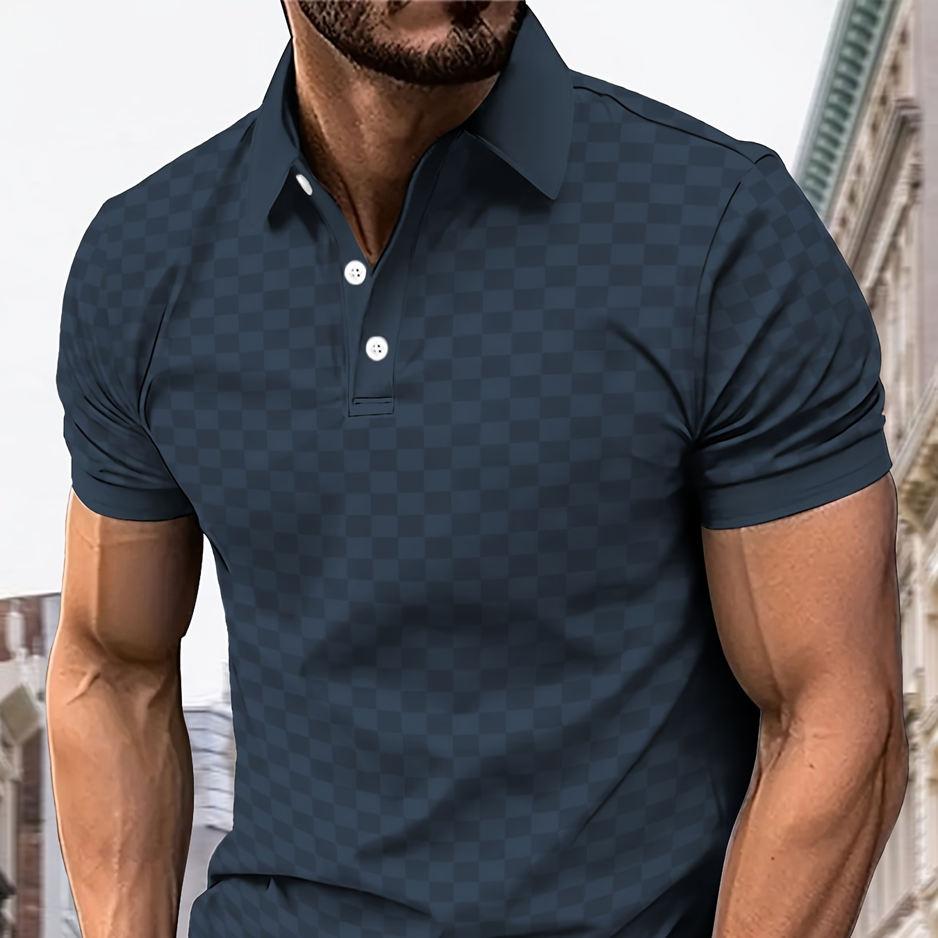 

Men's Breathable Golf Shirt, Casual Slightly Stretch Button Up Golf Shirt, Men's Clothing For Summer Outdoor