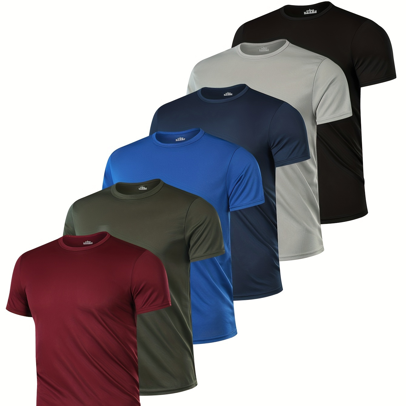 

6pcs Men's Solid Crew Neck Short Sleeve T-shirts, Casual Summer T-shirts For Daily Wear