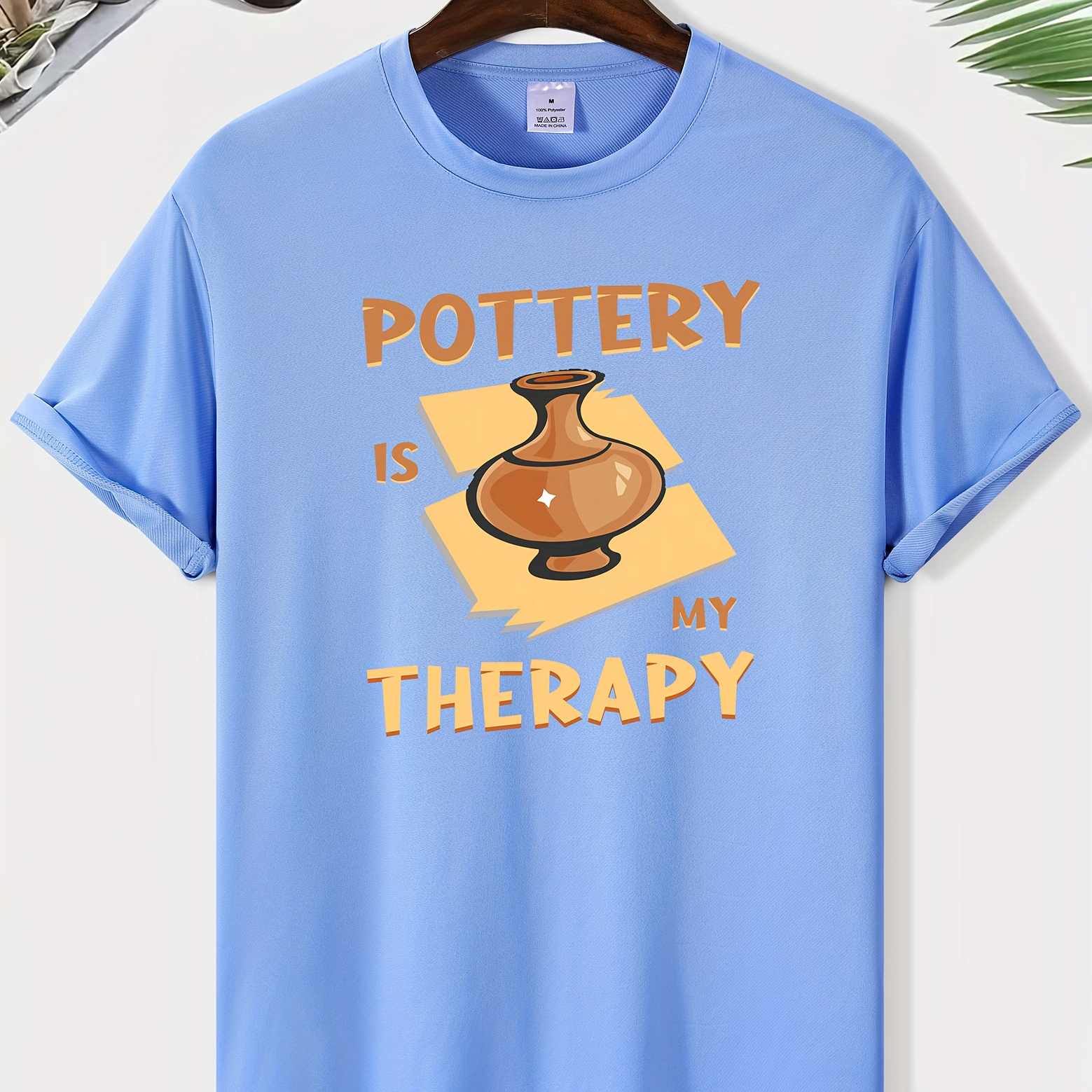 

Pottery Print, Men's Graphic Design Crew Neck T-shirt, Casual Comfy Tees Tshirts For Summer, Men's Clothing Tops For Daily Vacation Resorts