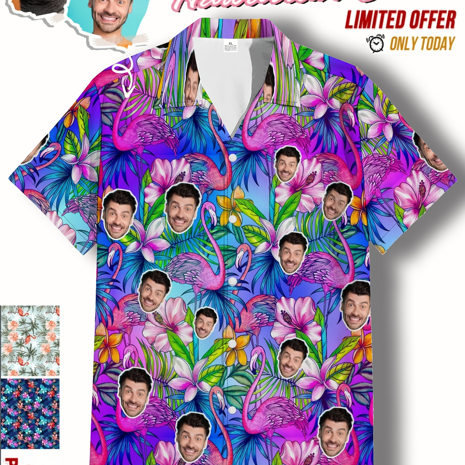 

Custom Personalized Photo Hawaiian Style Print Men's Summer Fashionable And Simple Short Sleeve Button Casual Lapel Simple Shirt, Trendy And Versatile, Suitable For Dates, Beach Holiday, As Gifts