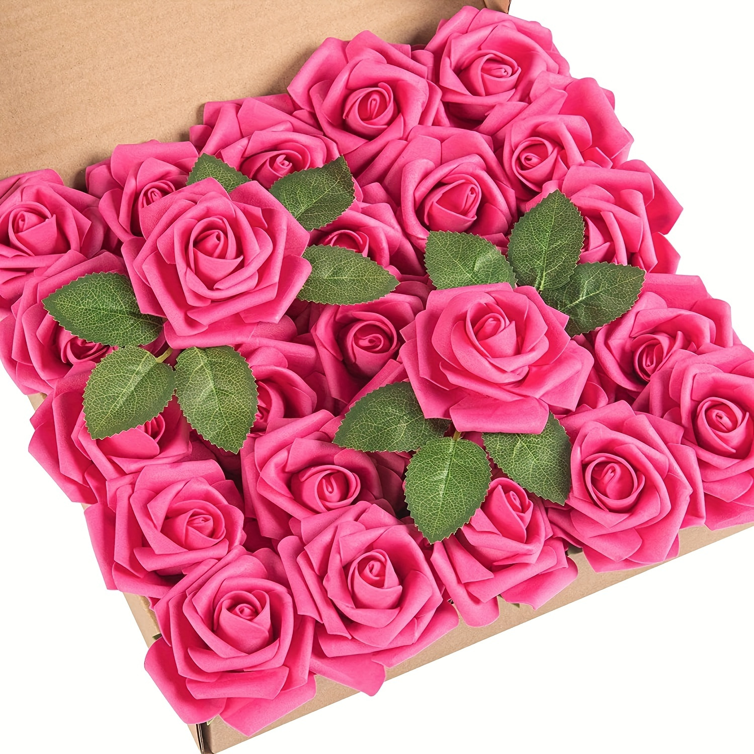 

Lot de 25 roses artificielles rouges - Idéal pour la confection de bouquets de mariage DIY, la décoration de jardin et bien plus encore !