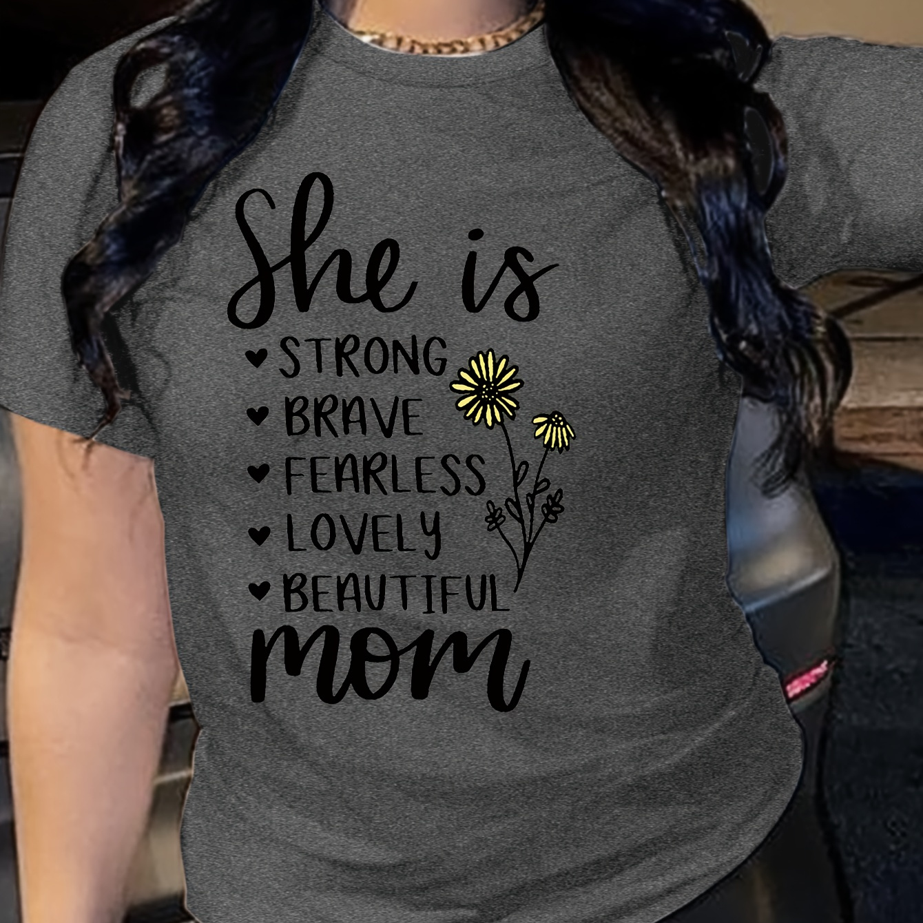 

Day T-shirt - Women's Casual Short Sleeve Crew Neck Top With Inspirational Letter Print, Lightweight Polyester For Summer & Spring