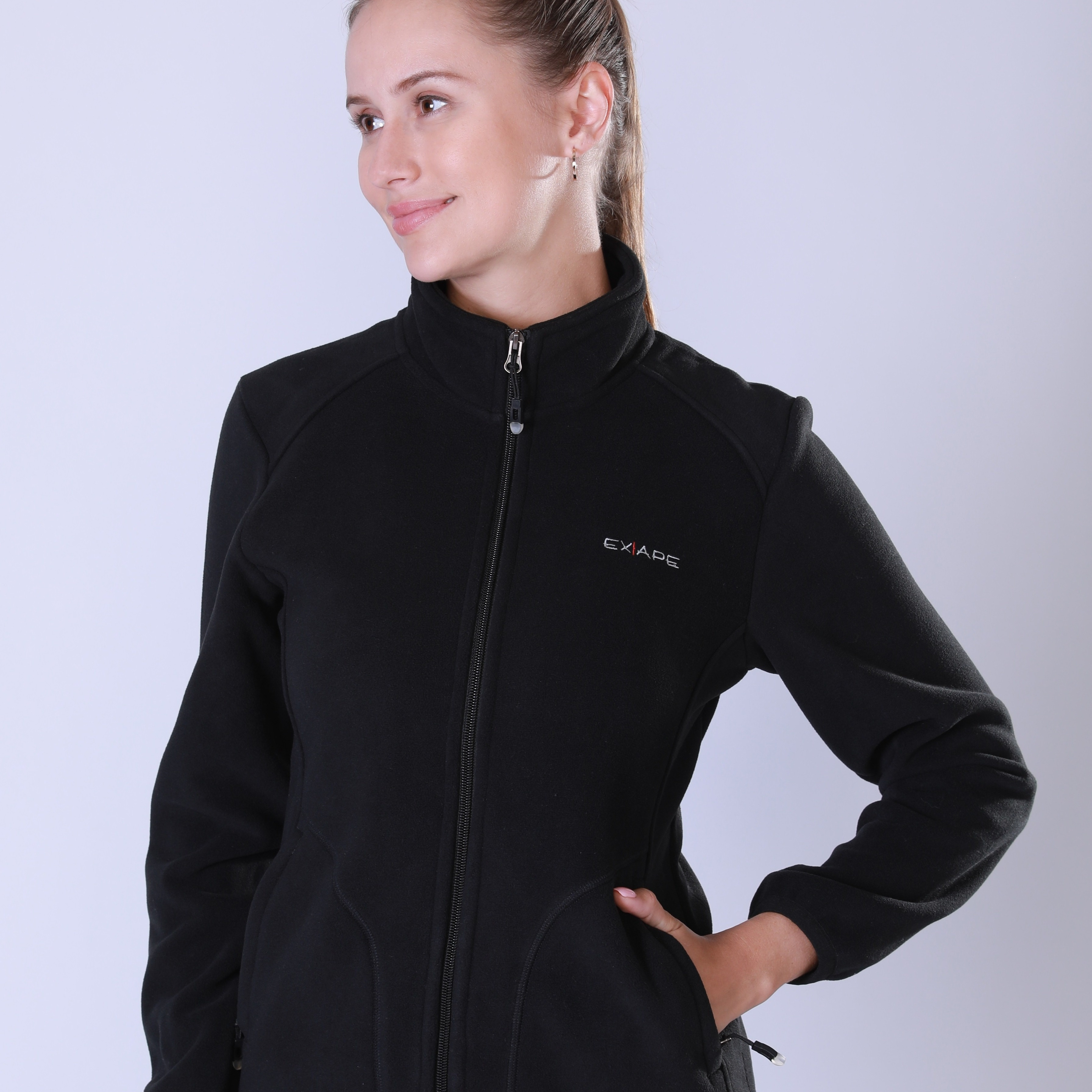 Plain Fleece Liner Sporty Hooded Jacket, Long Sleeves With Zipper Pocket  Windproof Warm Coat, Women's Activewear