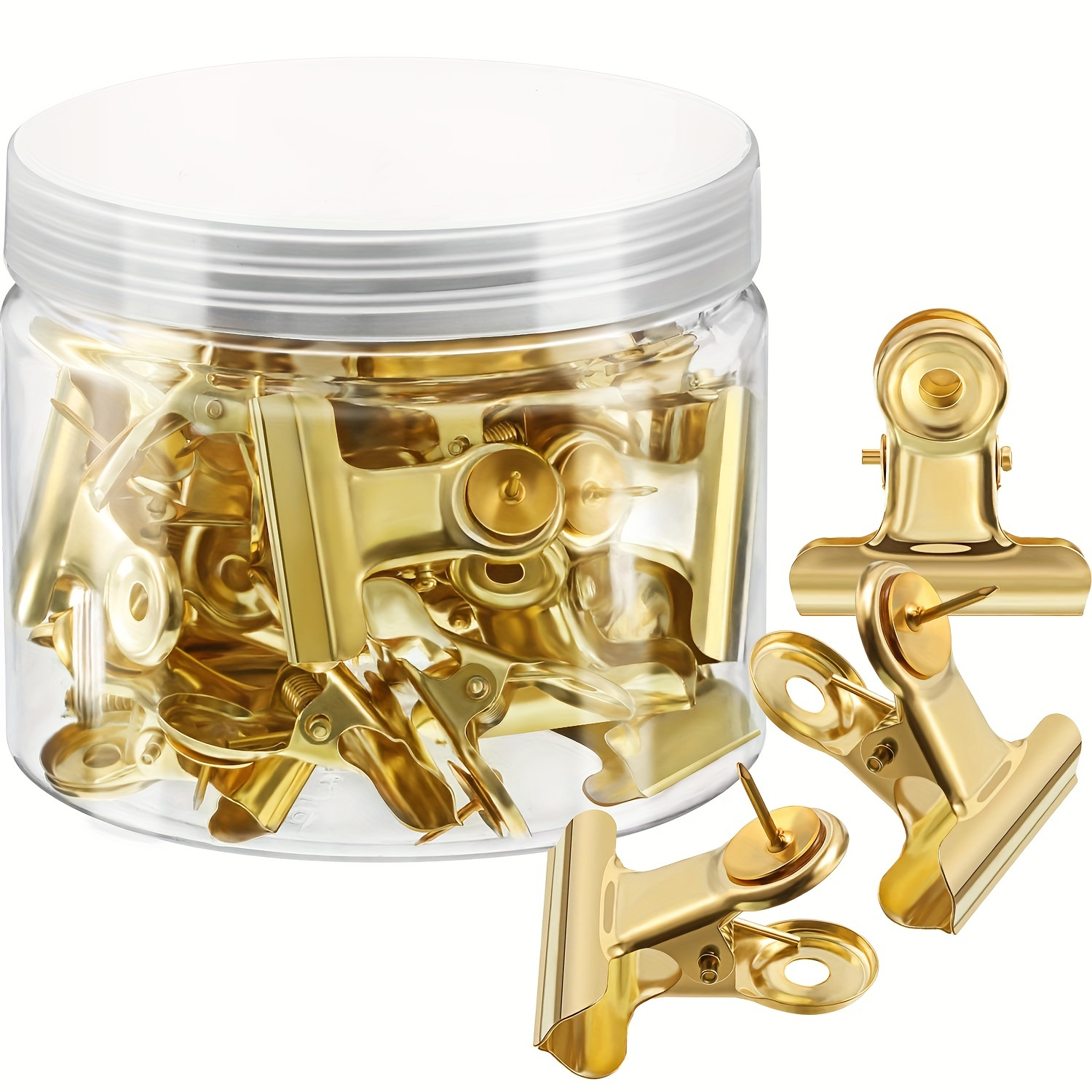 Metal Push Pin Clips Golden Bulldog Clip With Pins For - Temu New Zealand