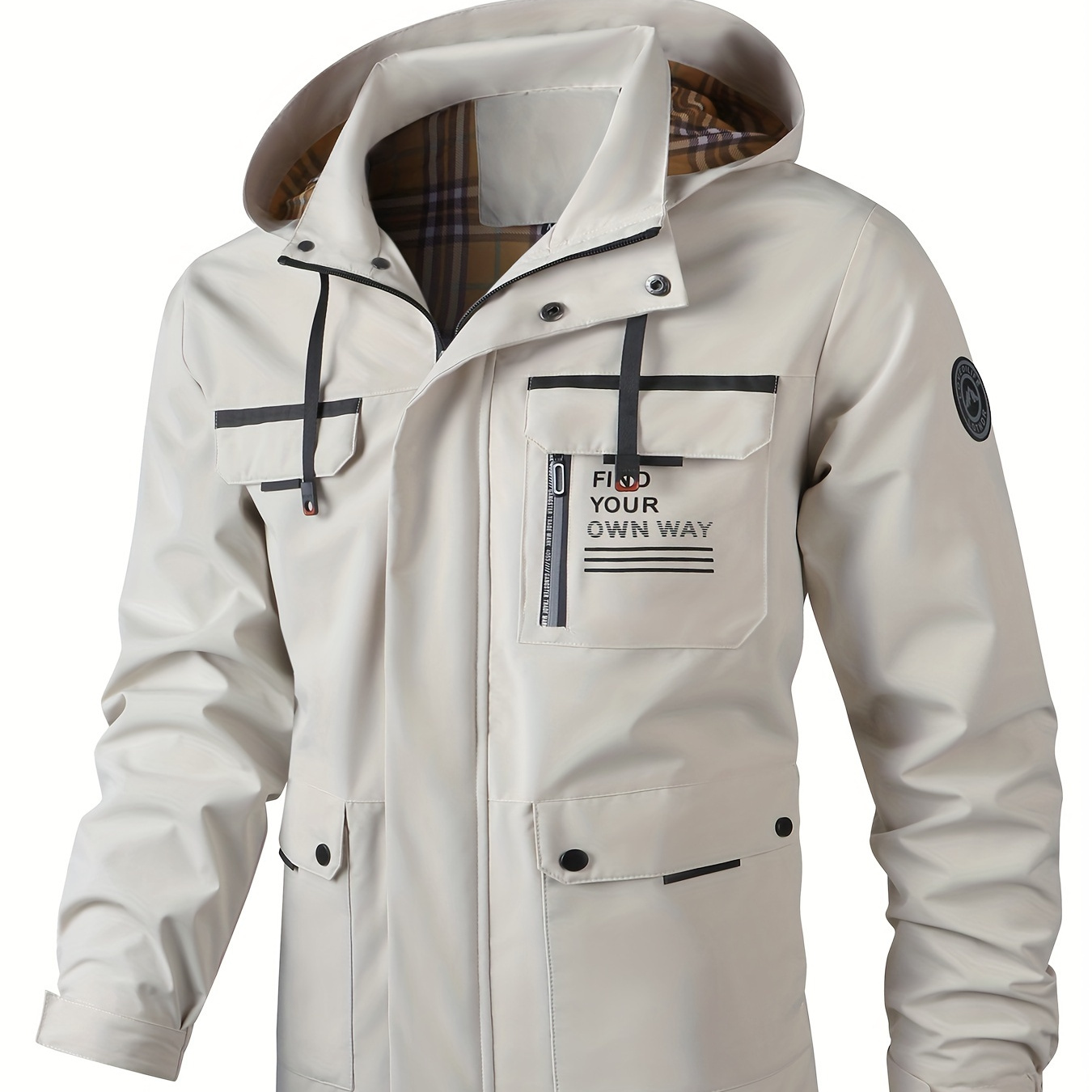 

Men's Stylish Multi-pocket Waterproof Hooded Windbreaker Casual Jacket For Winter Fall Outdoor