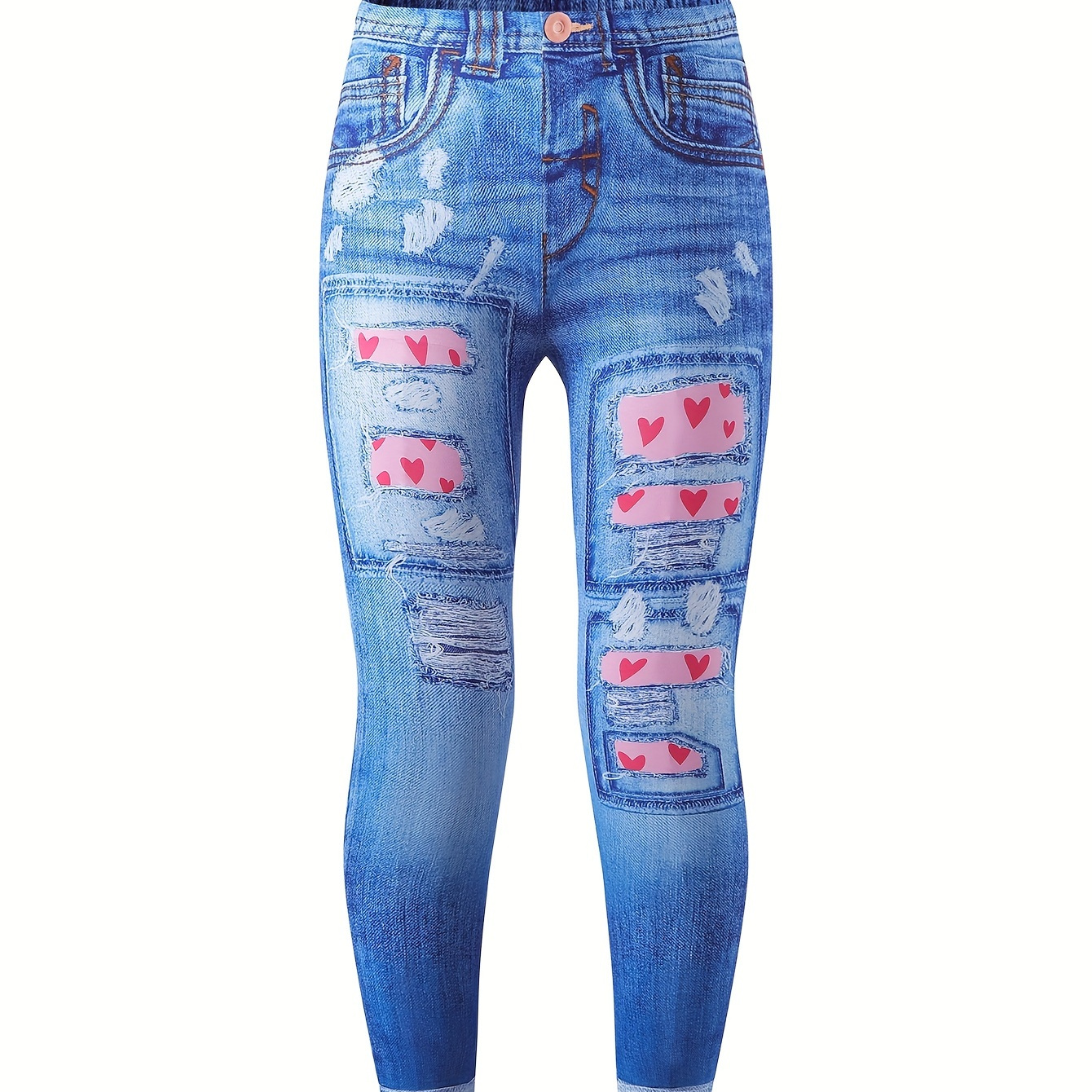 

Girls Classic Imitation Denim Print Leggings Gift Outdoor