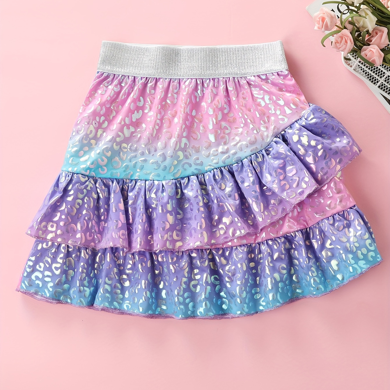 

Girls' Mermaid Scale Rainbow Tutu Skirt, Multi-layered Colorful Party Princess Skirt, Summer Birthday Party Fashion For Little & Young Girls
