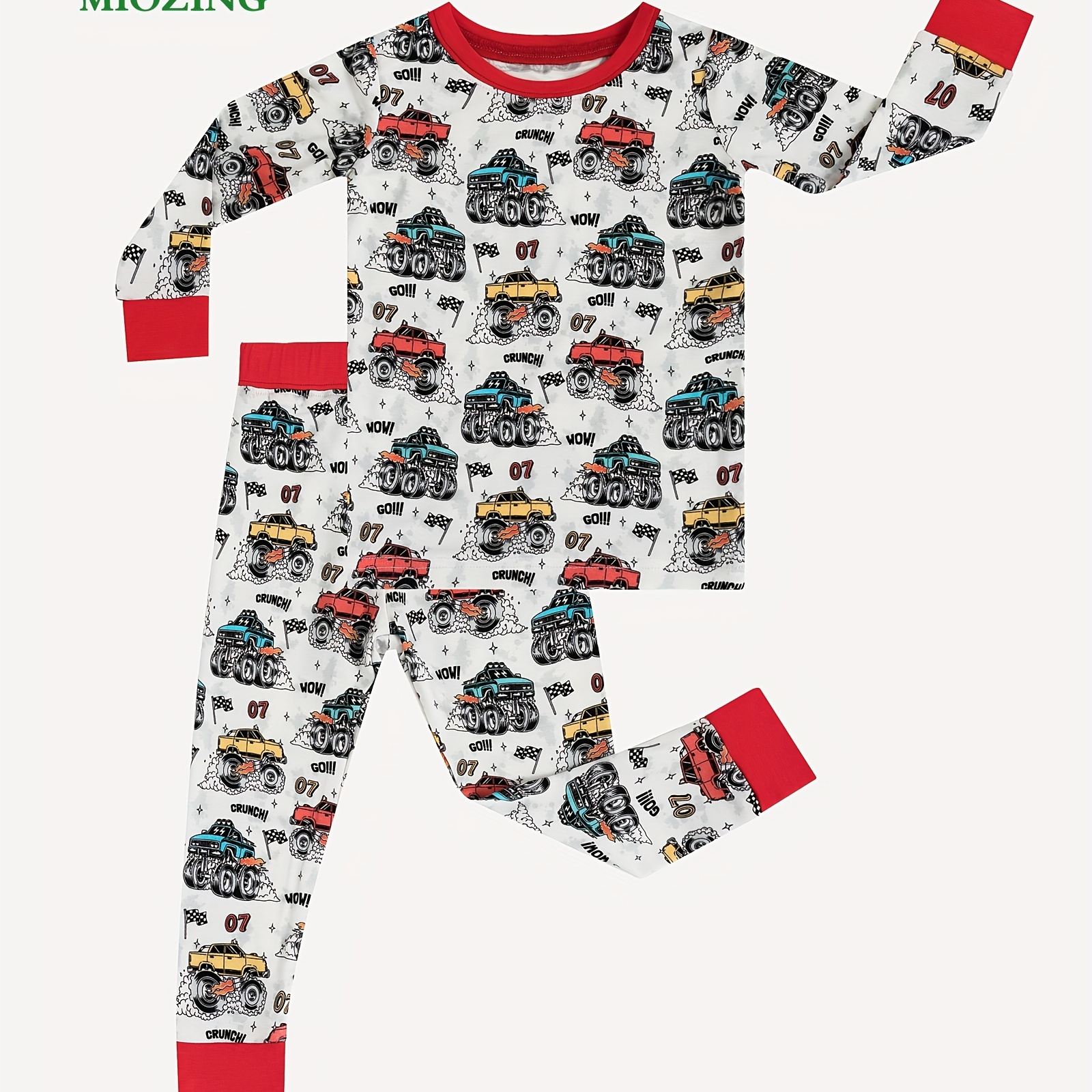 

Miozing Bamboo Fiber 2pcs Baby's Car Print Set, Long Sleeve Top & Pants, Baby Boy's Clothing, As Gift