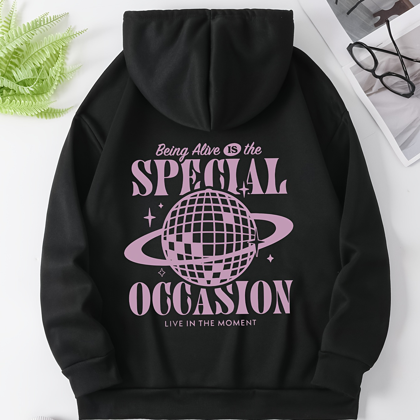 

Graphic Print Hoodie, Drawstring Casual Hooded Sweatshirt For Winter & Fall, Women's Clothing