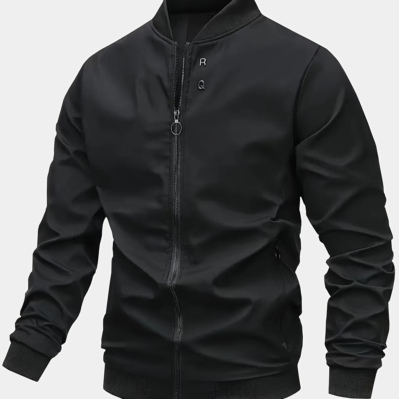 

Casual Baseball Collar Design Men's Long Sleeve Zip Up Sports Jacket With Zipper Pockets, Men's Spring Fall Outwear, As Gifts