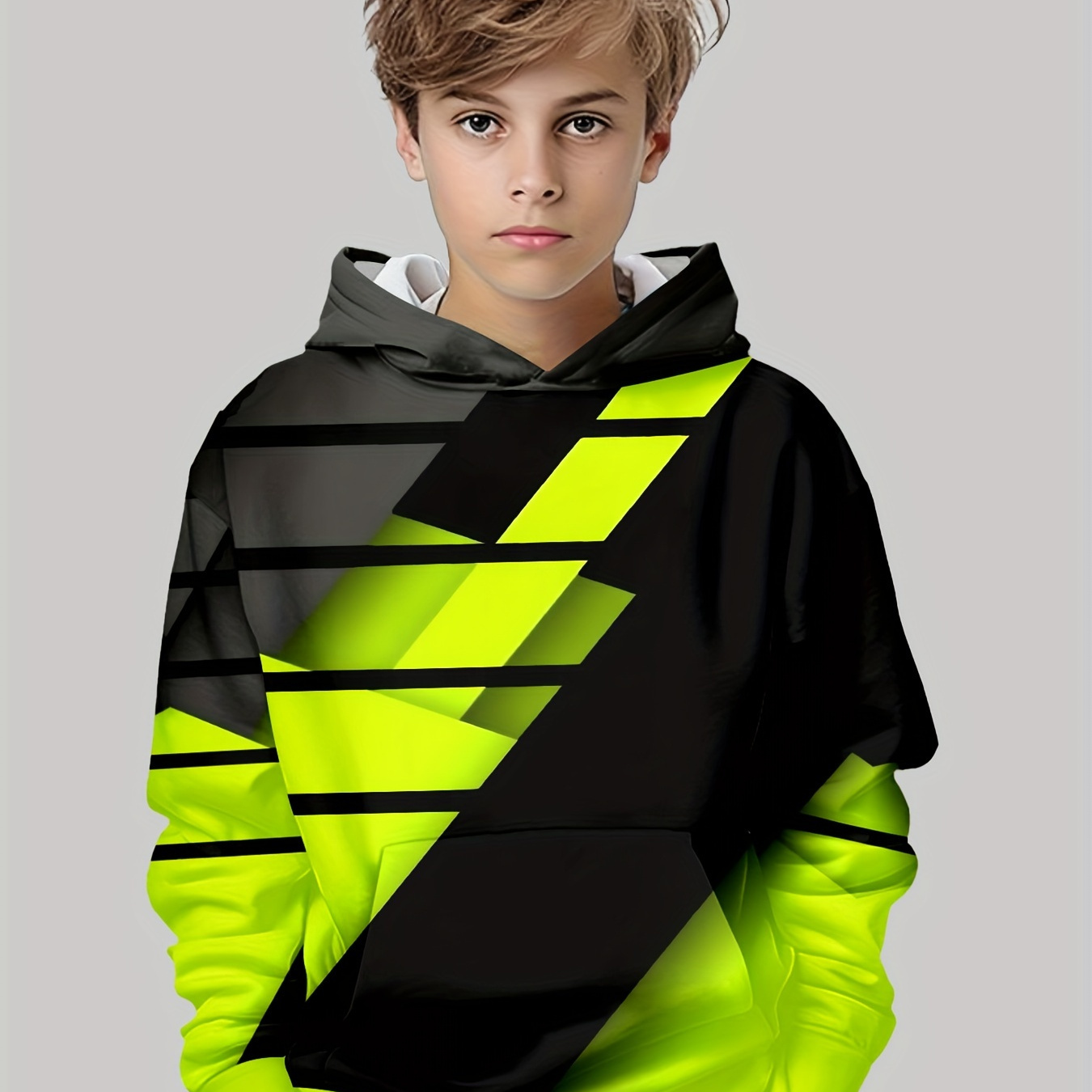 

Creative Geometric Pattern 3d Print Boy's Long Sleeve Hoodie, And Cozy Sweatshirt - Perfect Essential For Your Boy!