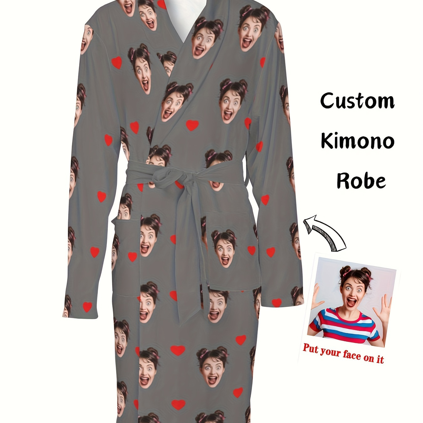 

Customizable Men's Bathrobe - Soft Polyester & Spandex , With , Machine Washable, Collared Design, Non-transparent - All