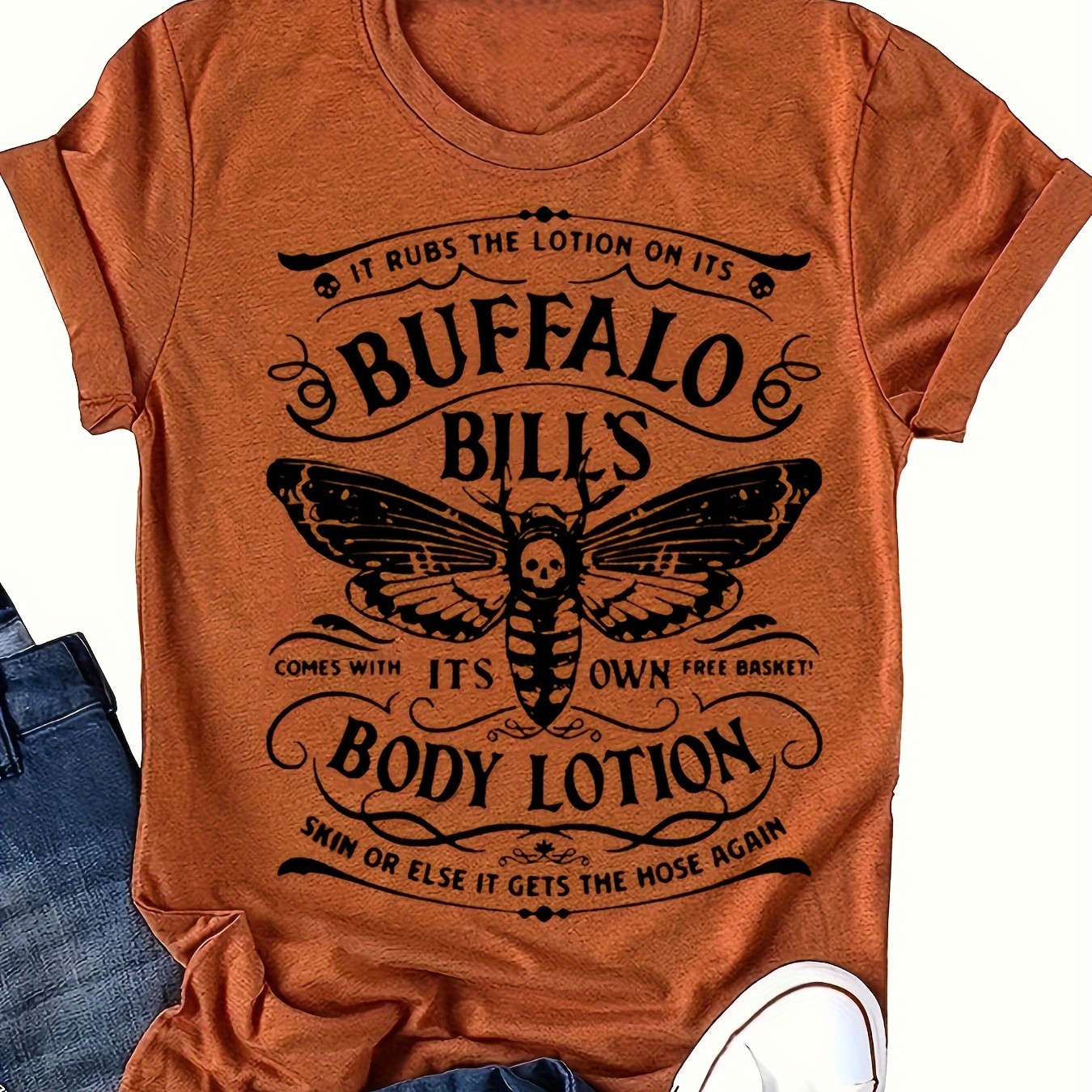 

T-shirt à col rond imprimé insectes, top décontracté à manches courtes pour le printemps et l'été, vêtements pour femmes