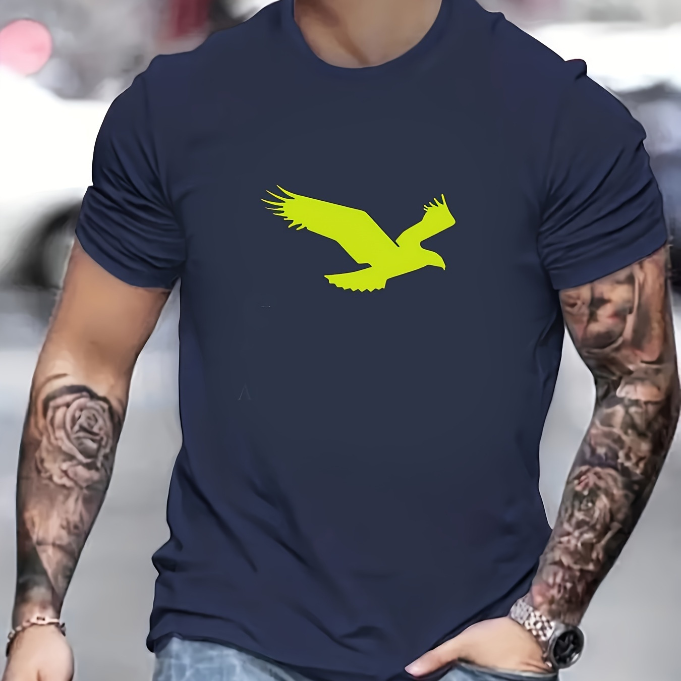 

Eagle Print T Shirt, Tees For Men, Casual Short Sleeve T-shirt For Summer