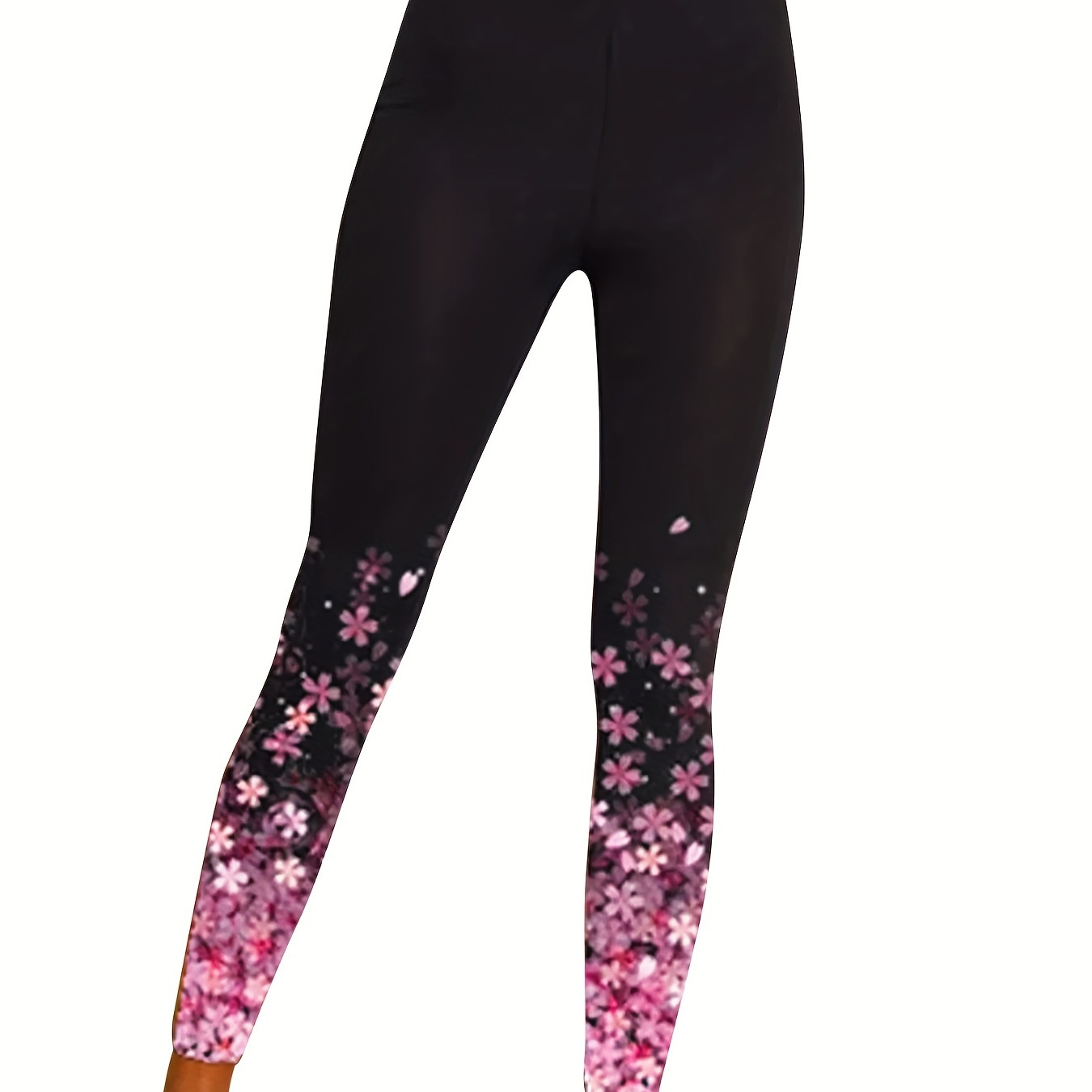 Plus Size Casual Leggings, Women's Plus Colorful Graphic Print High Rise Skinny Stretchy Leggings