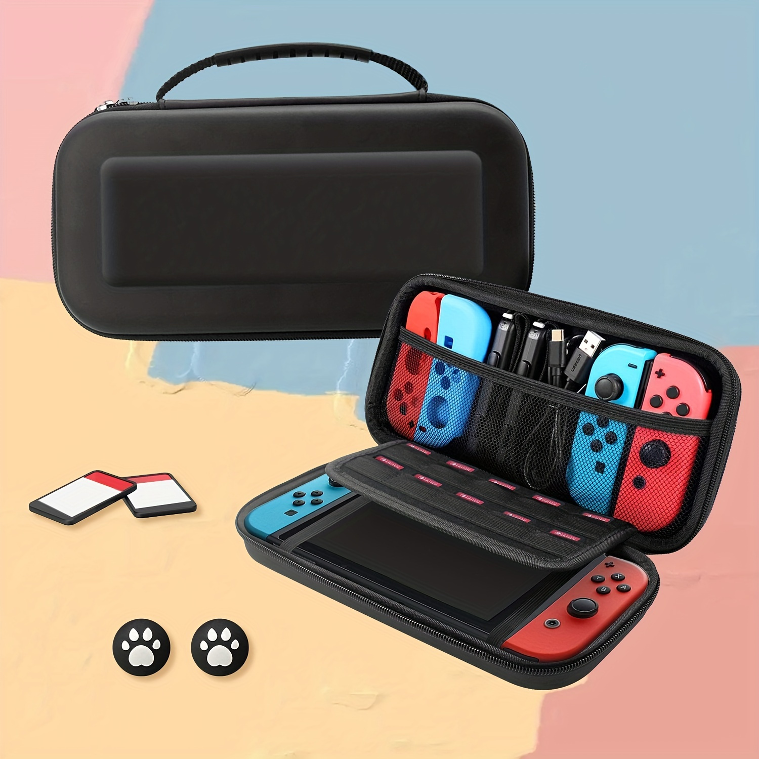 

For Switch Carrying Case, Hard Shell Travel Carrying Box Case For Switch With 10 Game Cards Holders, Portable Pouch For Switch Console & Accessories