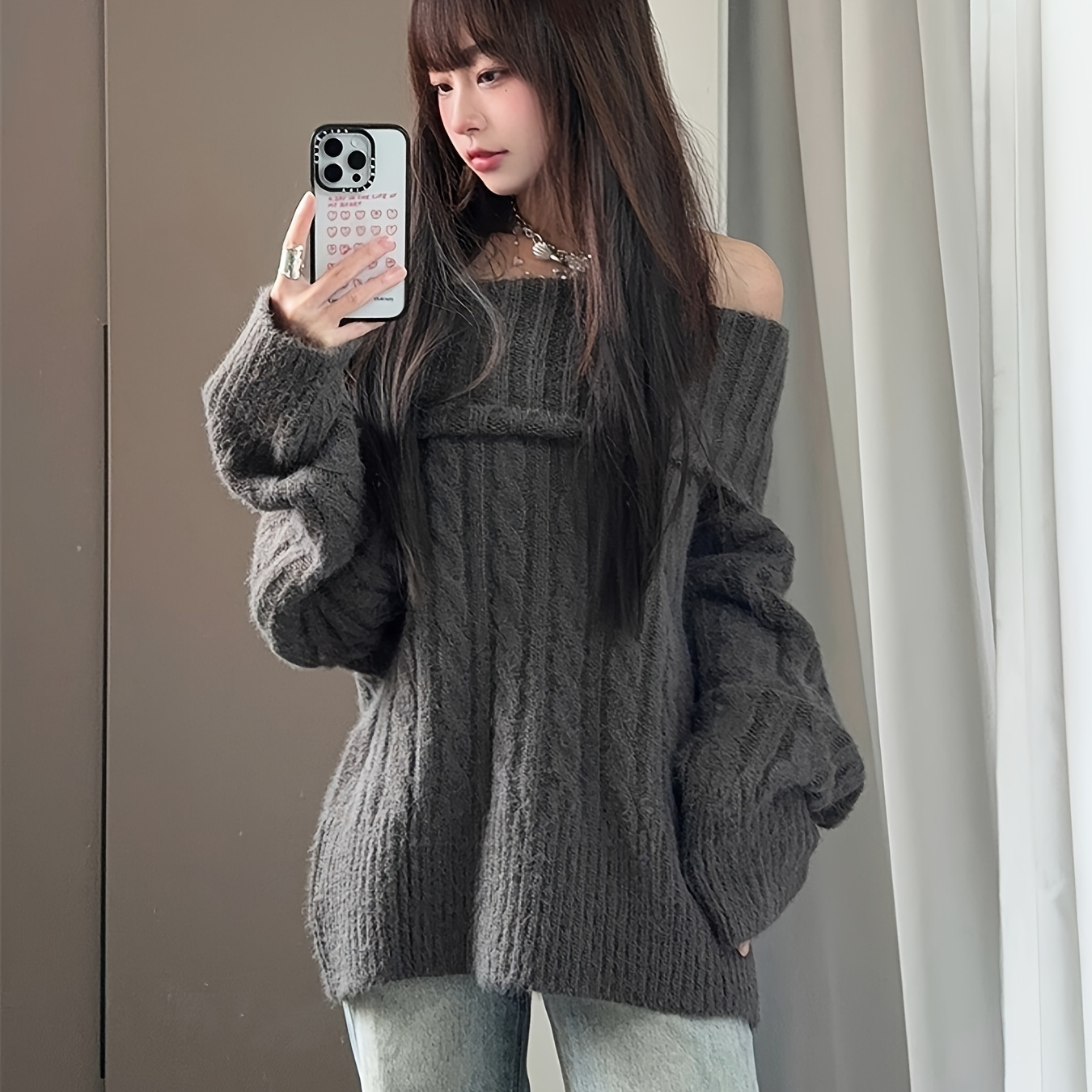 

Loose And Lazy Style Ins One-shoulder Soft And Fashionable Versatile Twist Knitted Sweater