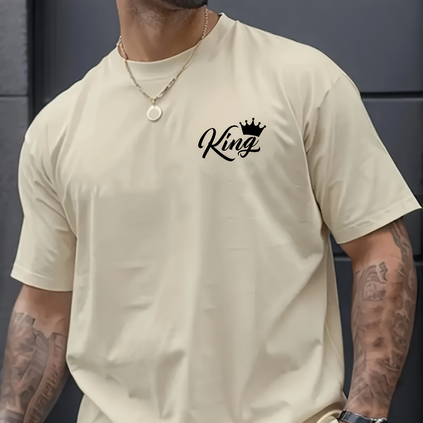 

Men's Fashion Trend Pure Cotton Round Neck Casual Letter Printed T-shirt