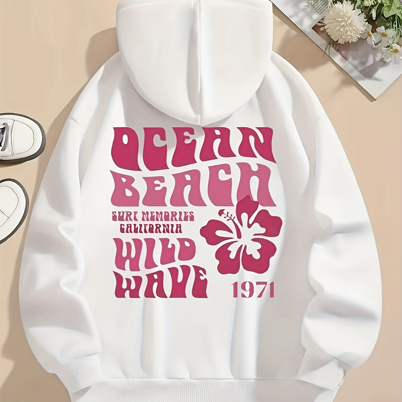 

Floral Print Hoodie, Drawstring Casual Hooded Sweatshirt For Winter & Fall, Women's Clothing