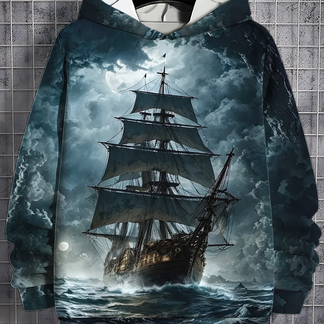 

Men's Ship Hoodie, Casual Long Sleeve Hooded Sweatshirt For Outdoor