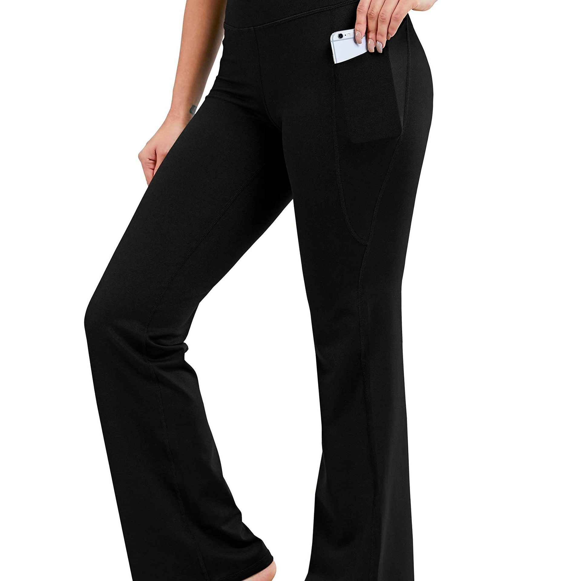 Plus Size Sports Pants Women's Plus Plain Black High Waisted - Temu