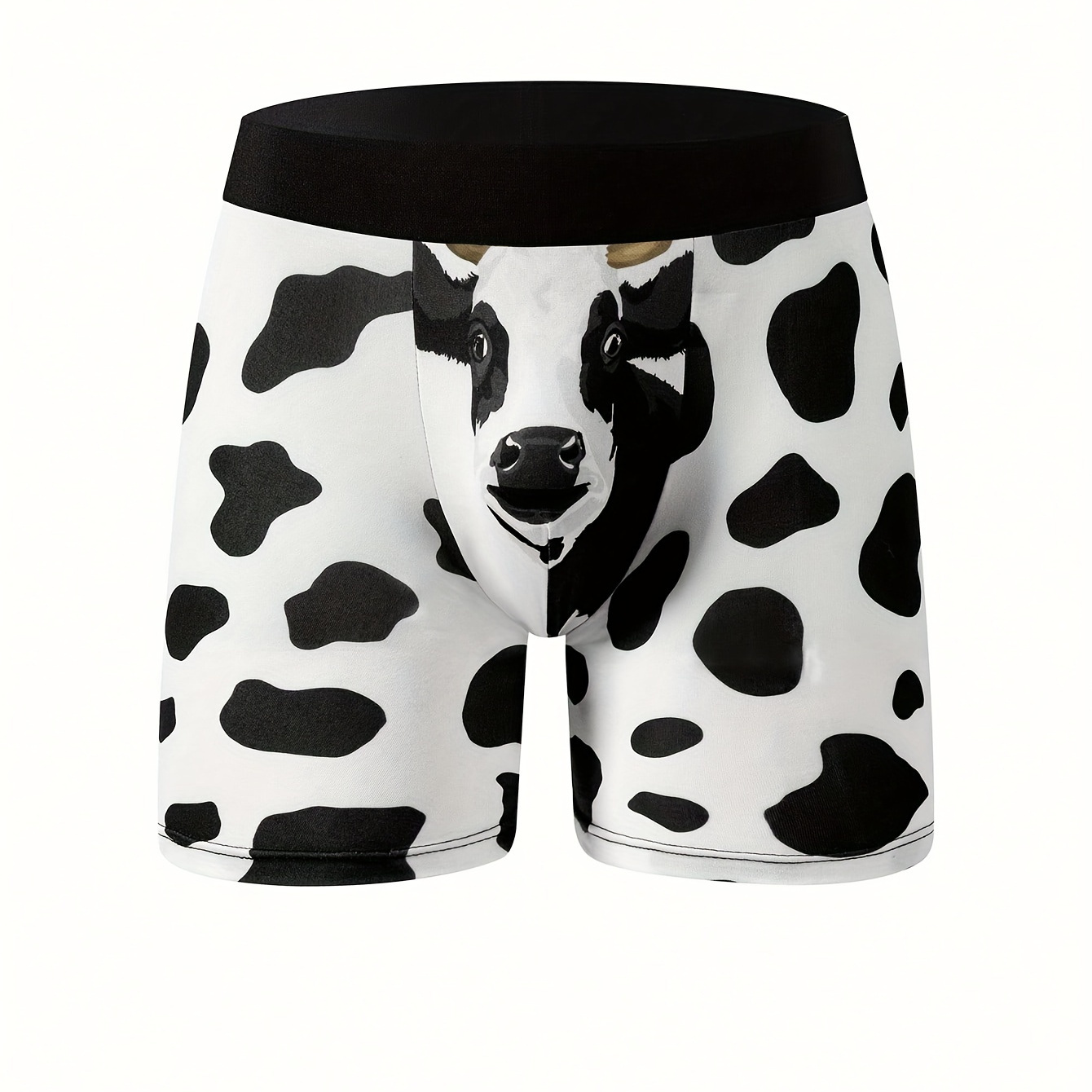 

Cow Pattern Print Men's Novelty Elastic Boxer Briefs Shorts, Breathable And Comfortable Underwear