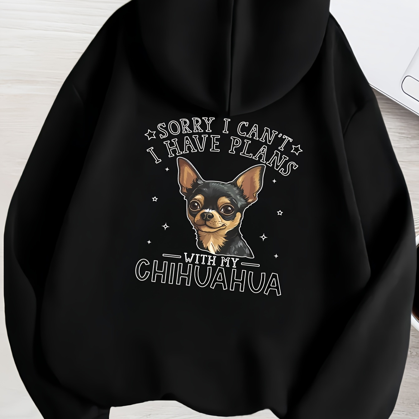 

Women's Chihuahua Graphic Hooded Sweatshirt Jacket, Casual Polyester Hoodie With Printed Design, For Spring/fall