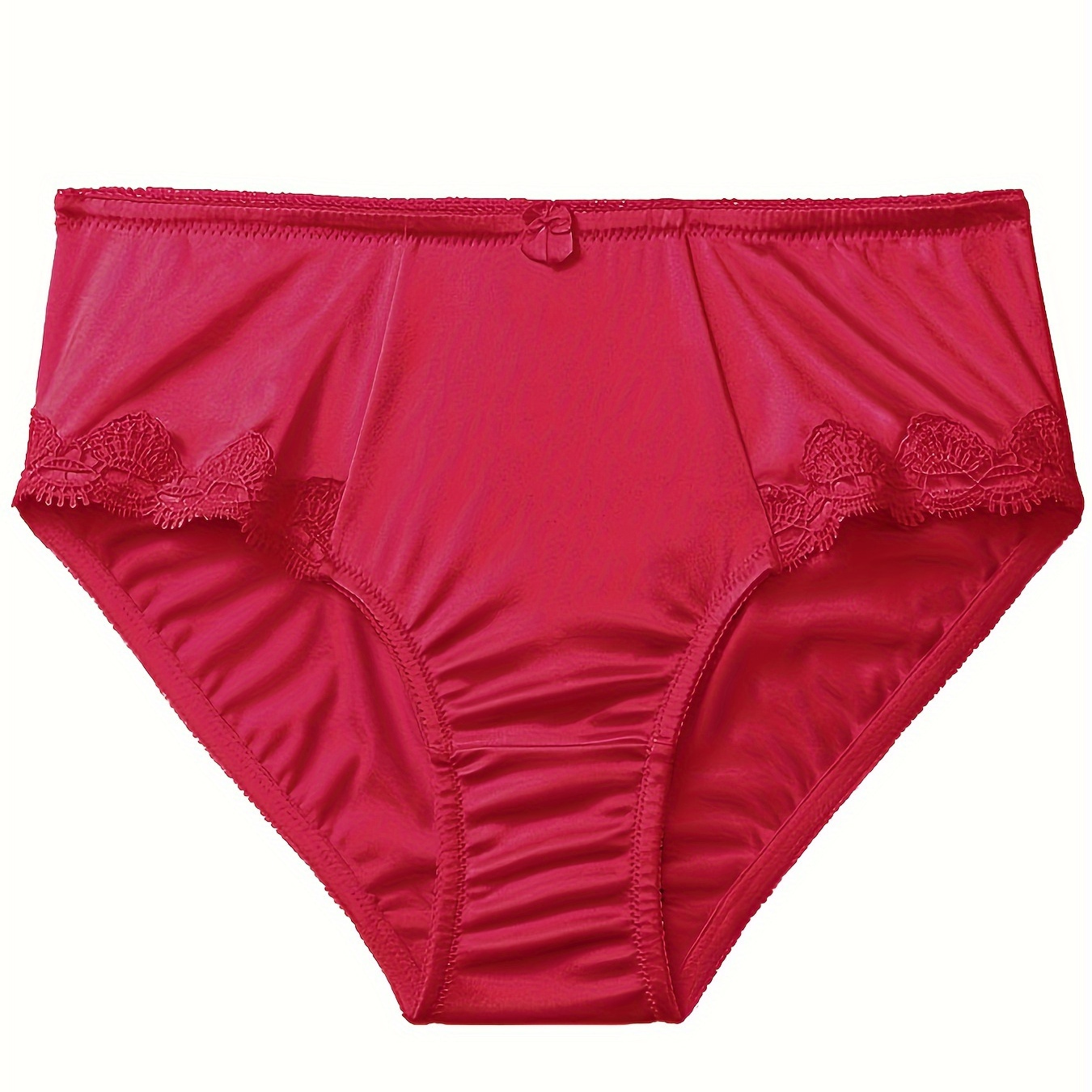 

Women's Valentine's Day Sexy Panty, Plus Size Contrast Lace Mini Bow Decor High Waist Brief