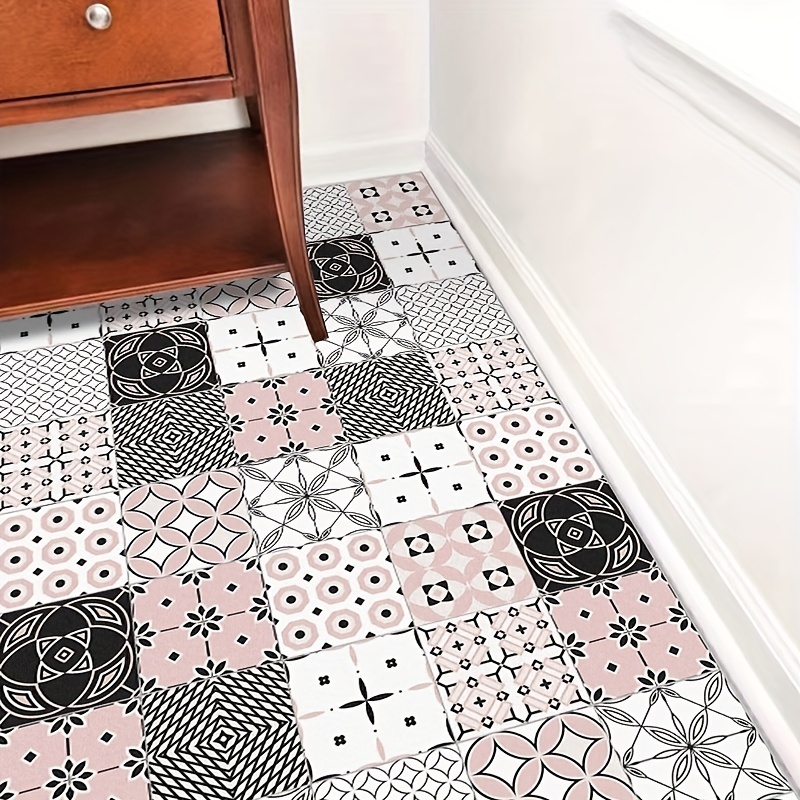 

10pcs Waterproof And Scratch-proof Patterned Floor And Wall Stickers For Bathroom, Kitchen, Living Room - Self-adhesive Decorative Tile Stickers For Easy Installation And Long-lasting Beauty