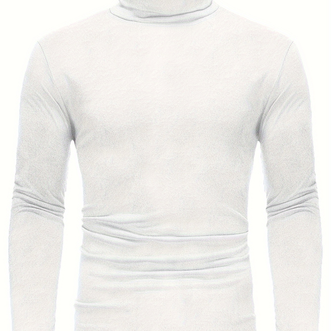 

Men's Casual Long Sleeve Turtleneck T-shirt, High-neck Polyester Top, Stretchy Solid Color, Regular Fit, For Fitness, Training, Outdoor Activities, Adult, Teen, Universal Sizes