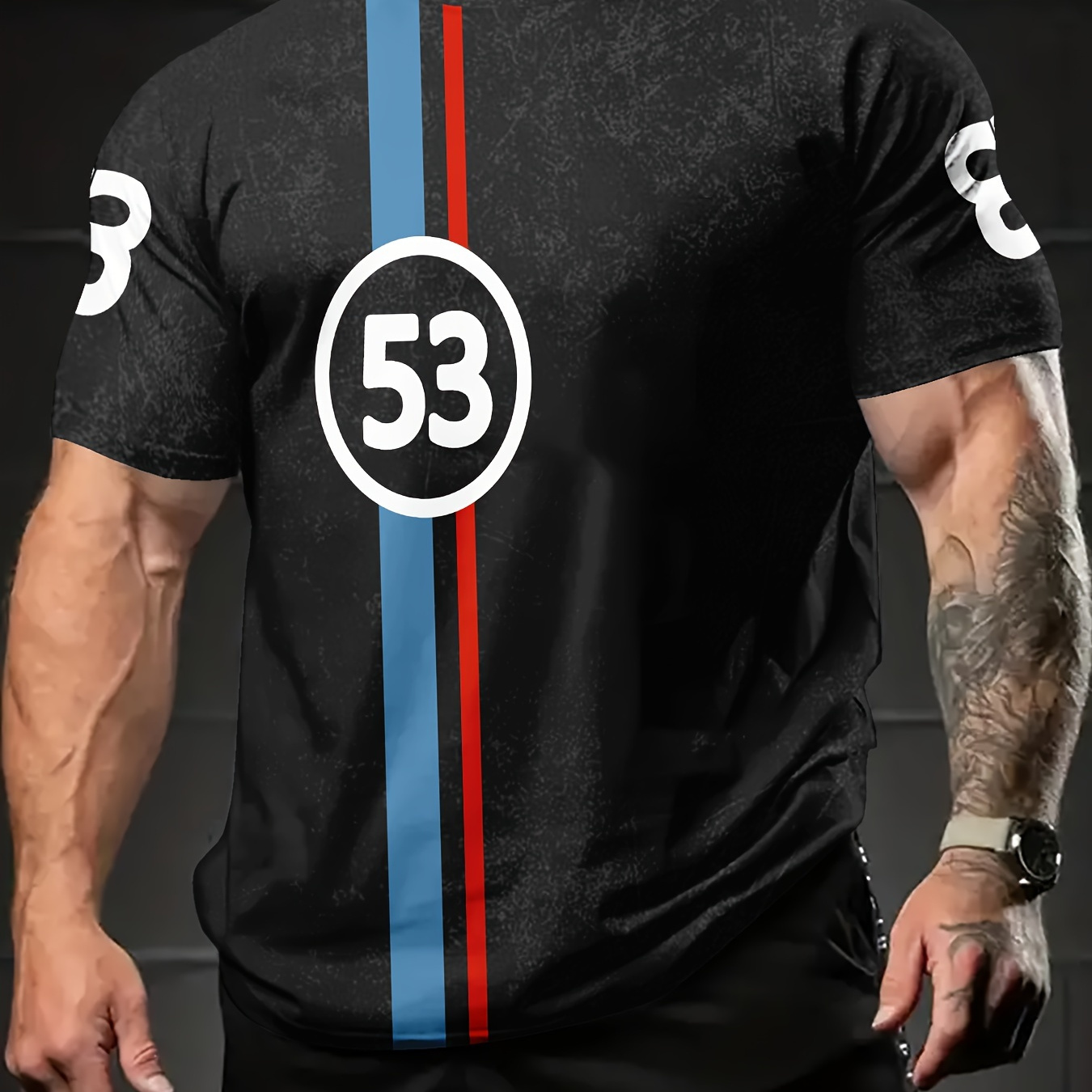 

3d Casual Loose Plus Size T-shirt Men's Digital Top Comfortable Crew Neck Short Sleeve Party Outdoor Sports, Plus Size