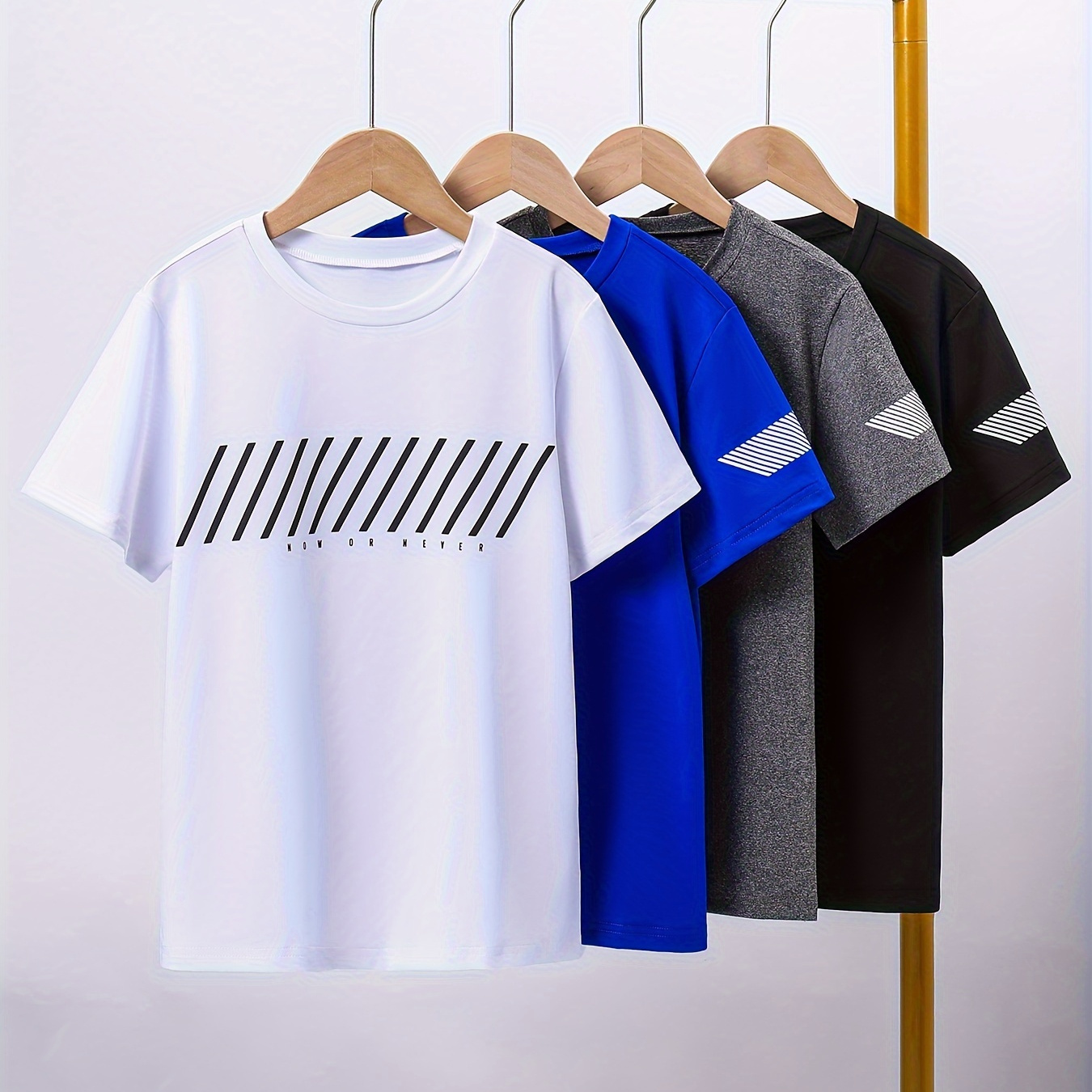 

4pcs Casual Short Sleeve Athletic T-shirts For Boys - Cool, Lightweight And Comfy Summer Outdoor!