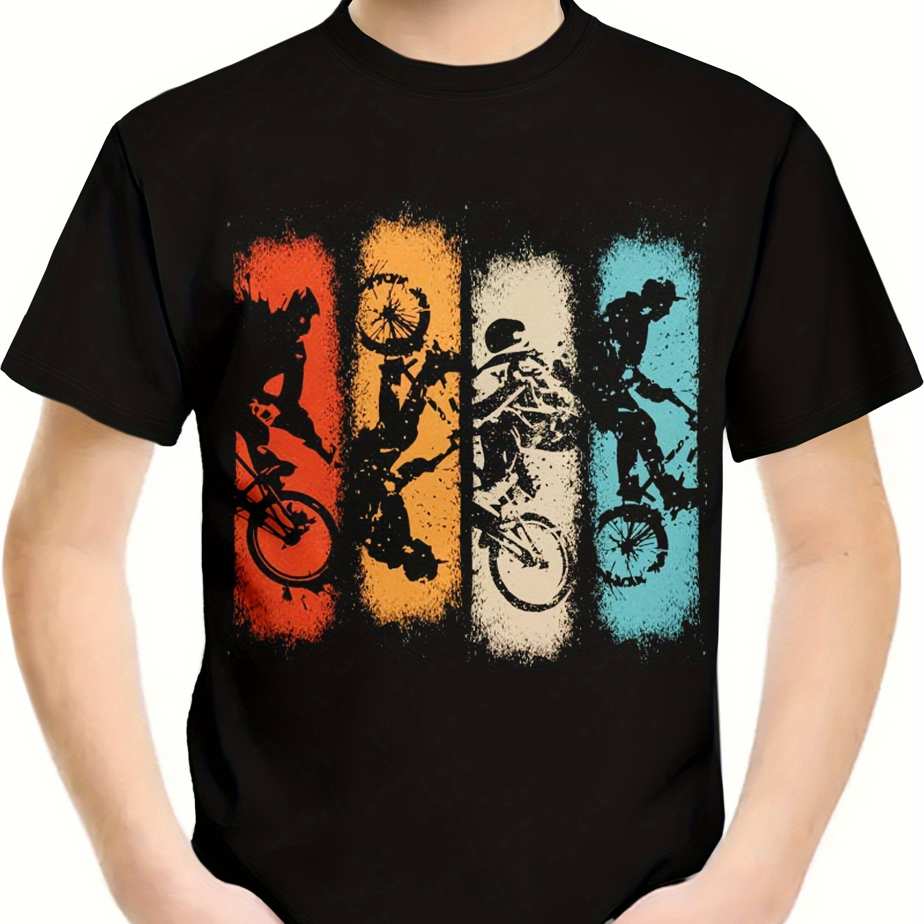 

Biker Print Boys Creative T-shirt, Casual Lightweight Comfy Short Sleeve Tee Tops, Boys Clothes For Summer