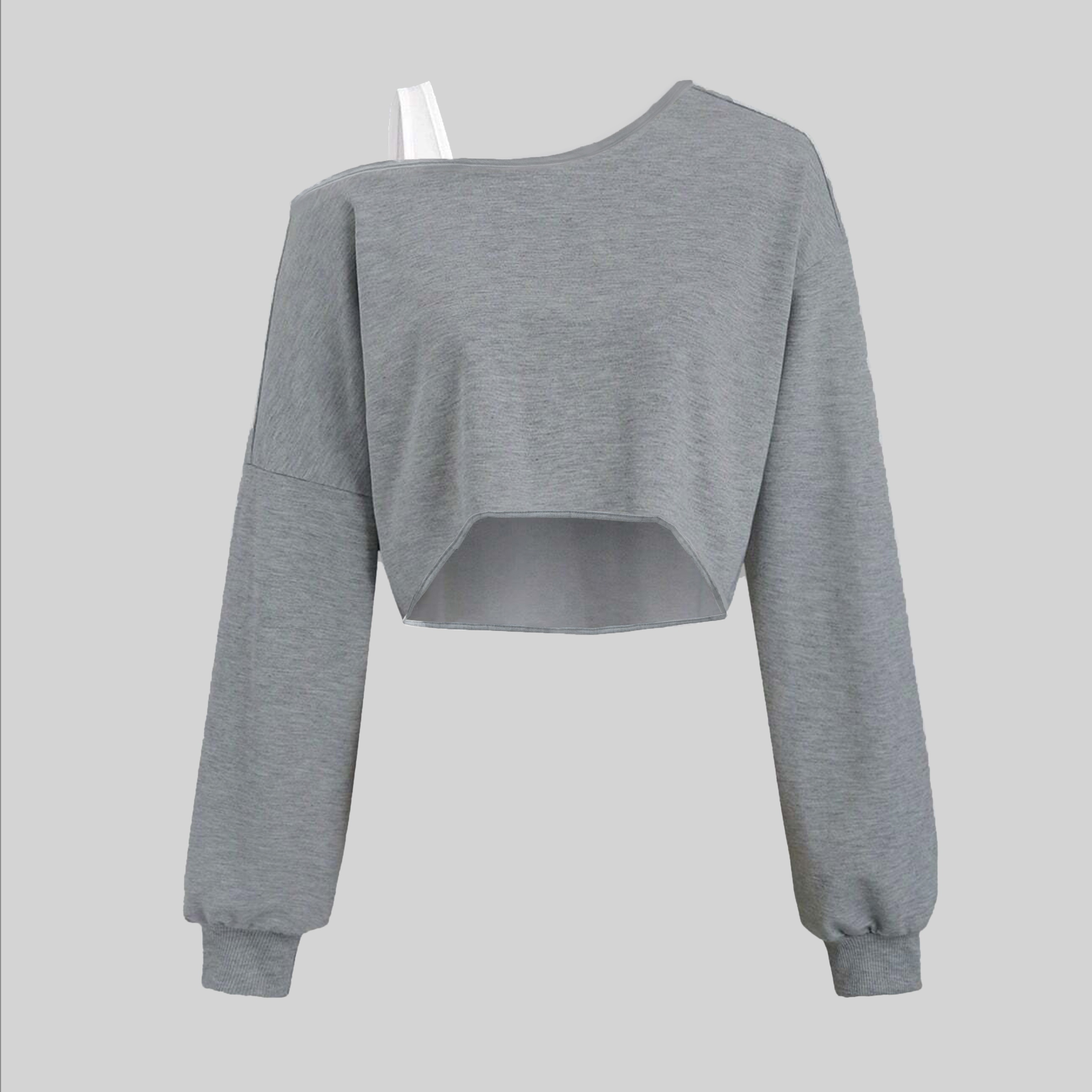 

Asymmetrical Women's Casual Long Sleeve Sweater With Solid Color Patchwork