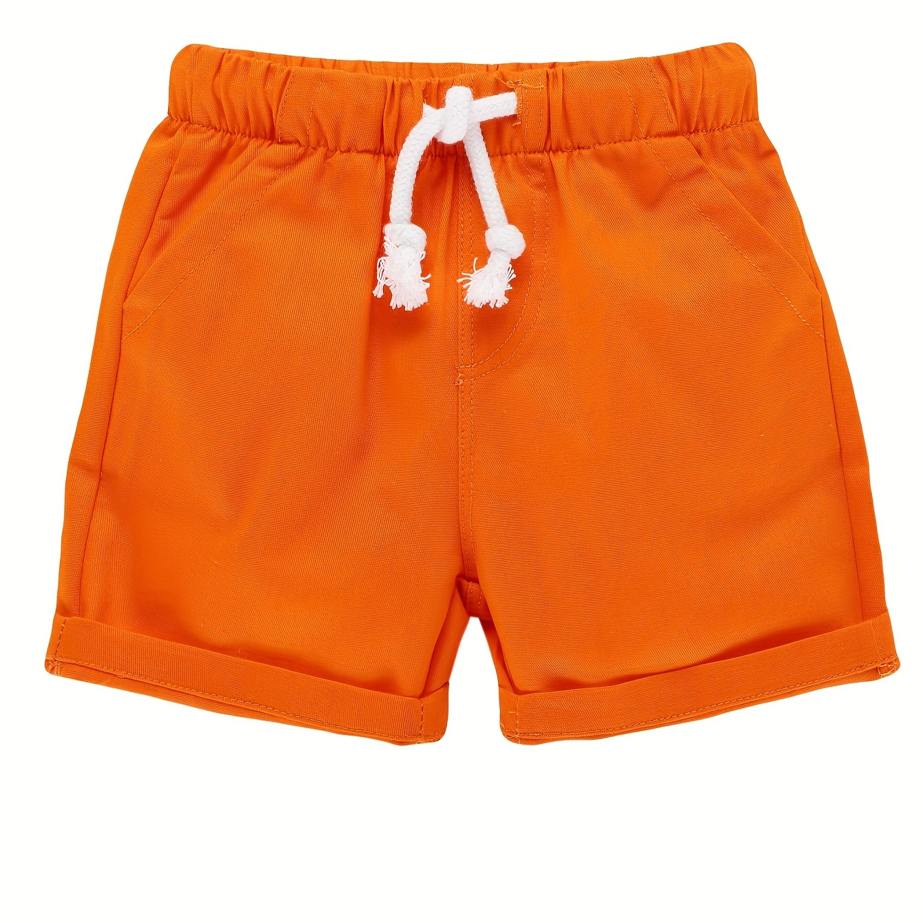 Boys Solid Color Casual Shorts Bottoms Drawstring Waist For Summer Kids Clothes