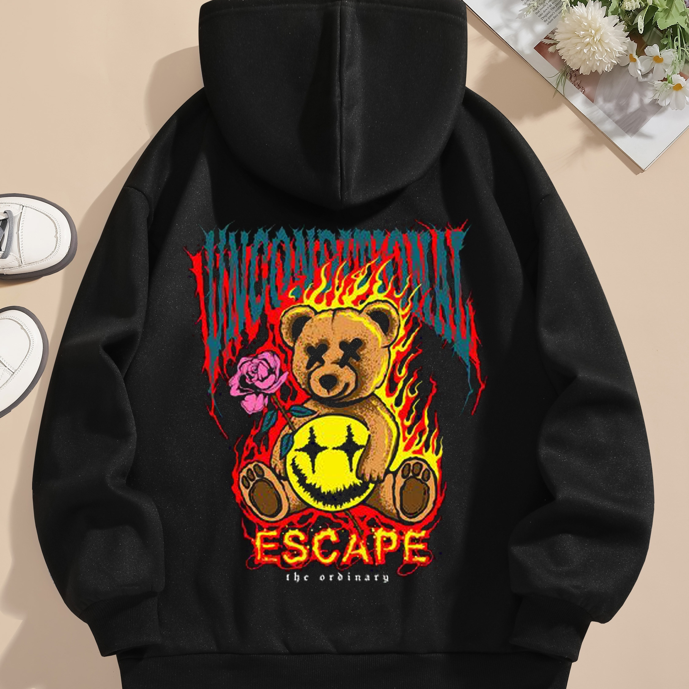 

Cartoon Bear Print Hoodie, Drawstring Casual Hooded Sweatshirt For Winter & Fall, Women's Clothing