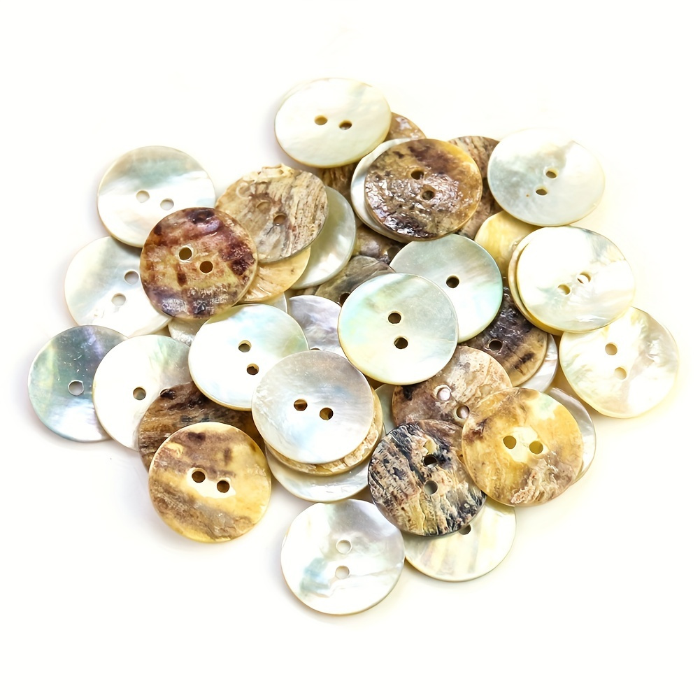 

10pcs Shell Buttons, 2 Holes Flat Back Sewing Buttons For Coat, Sewing Accessories, Scrapbook Decor, 10/12/15mm