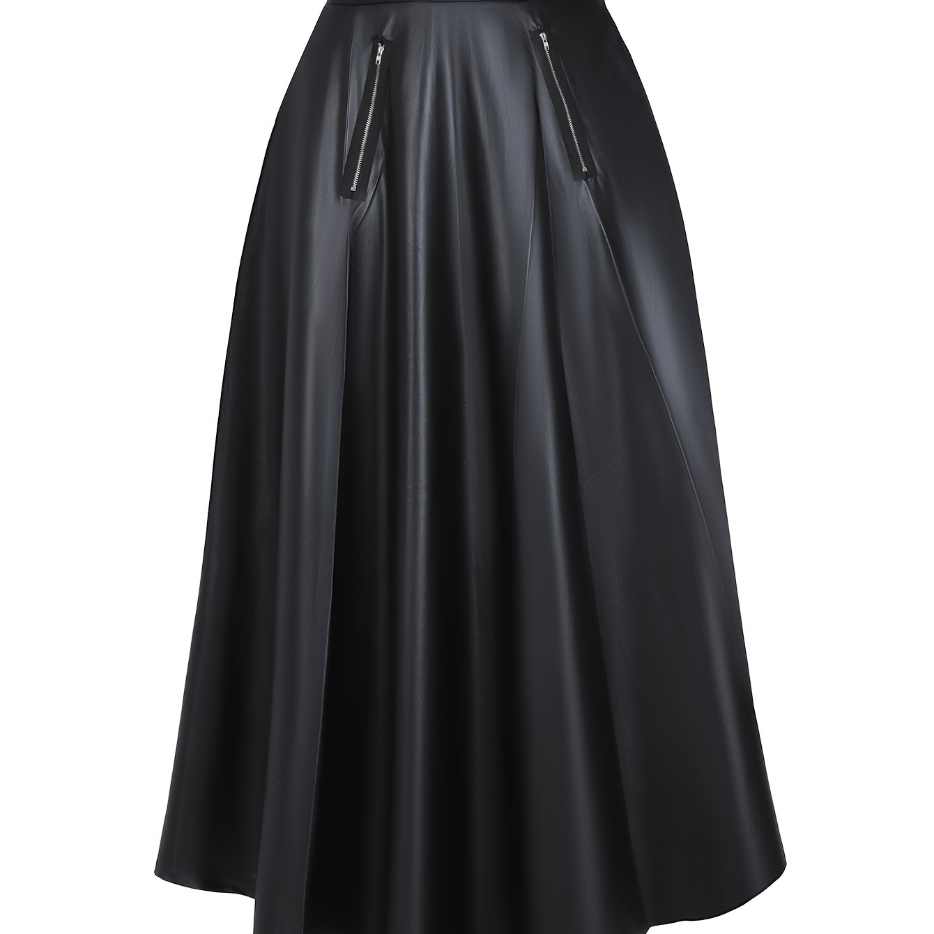 

Size Solid Color Skirt - High Waist, A- With Zip Detail, Machine Washable - Spring/fall